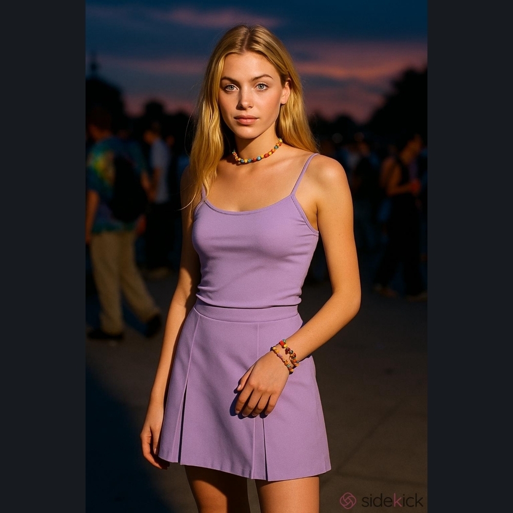Suzy Shier Vintage 90s Lilac Pleated Mini Skirt XS Y2K Softgirl Fairycore Style